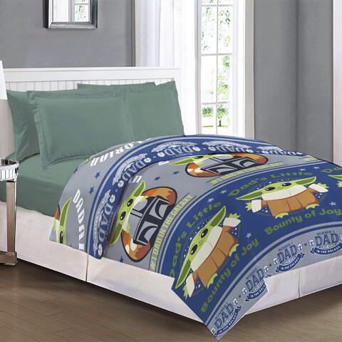 Colcha Infantil Baby Yoda 1 Plaza 100% Microfibra U