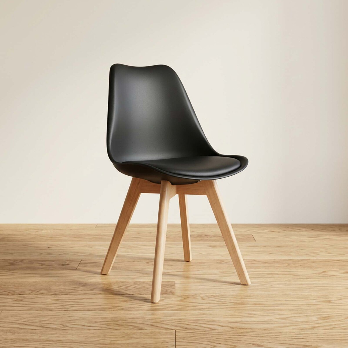 SILLA DE COMEDOR - POLIPROPILENO-Y-MADERA NEGRO ESTILO EAMES 