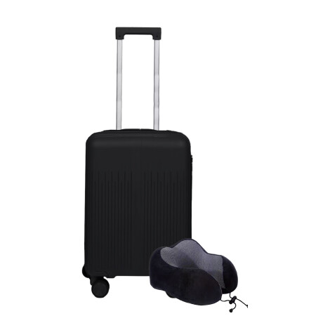 Set Valija CarryOn Rigida + Almohadón Cervical Memoria Negro Negro