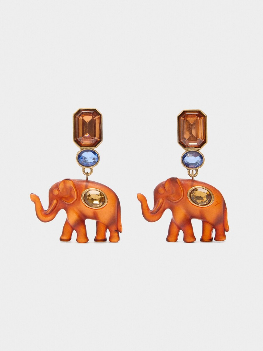 Pendientes Elefante Con Cristales multicolor