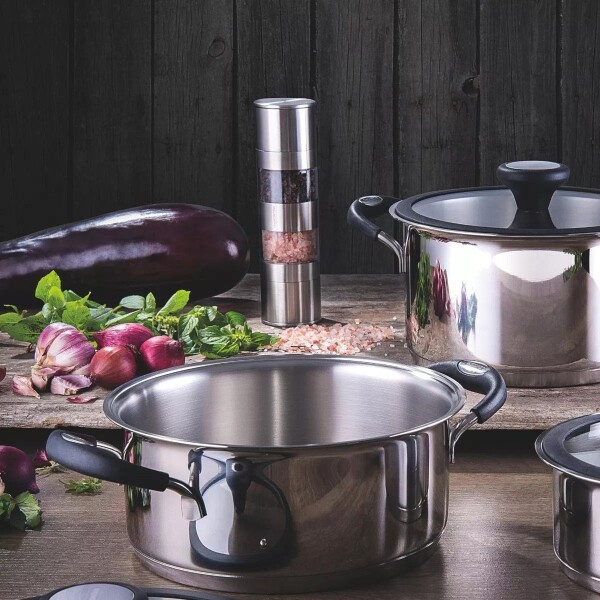 Molinillo Doble Sal Y Pimienta Acero Inox Ajustable 2 En 1 ® Variante Color Plateado