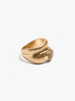 Anillo Doble Con Detalle Ovalado dorado