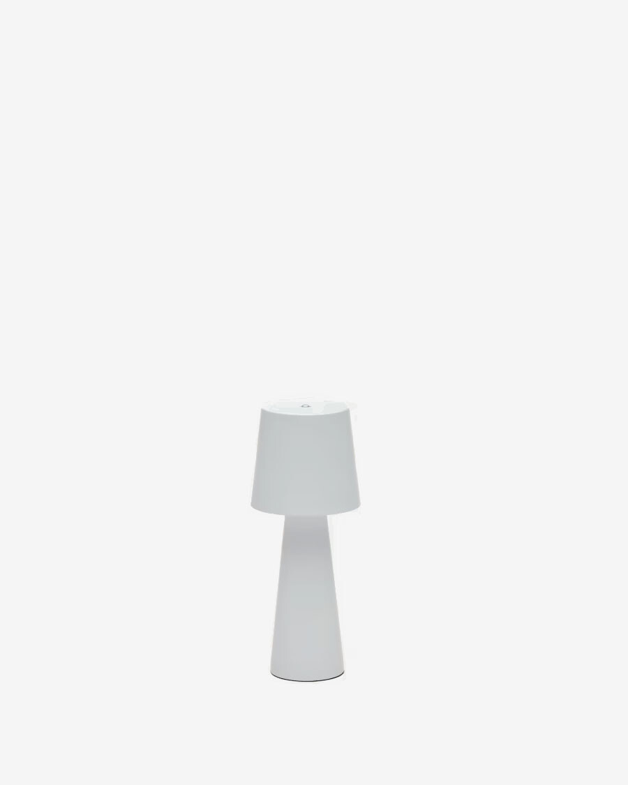 Lámpara de mesa pequeña Arenys de metal con acabado pintado blanco