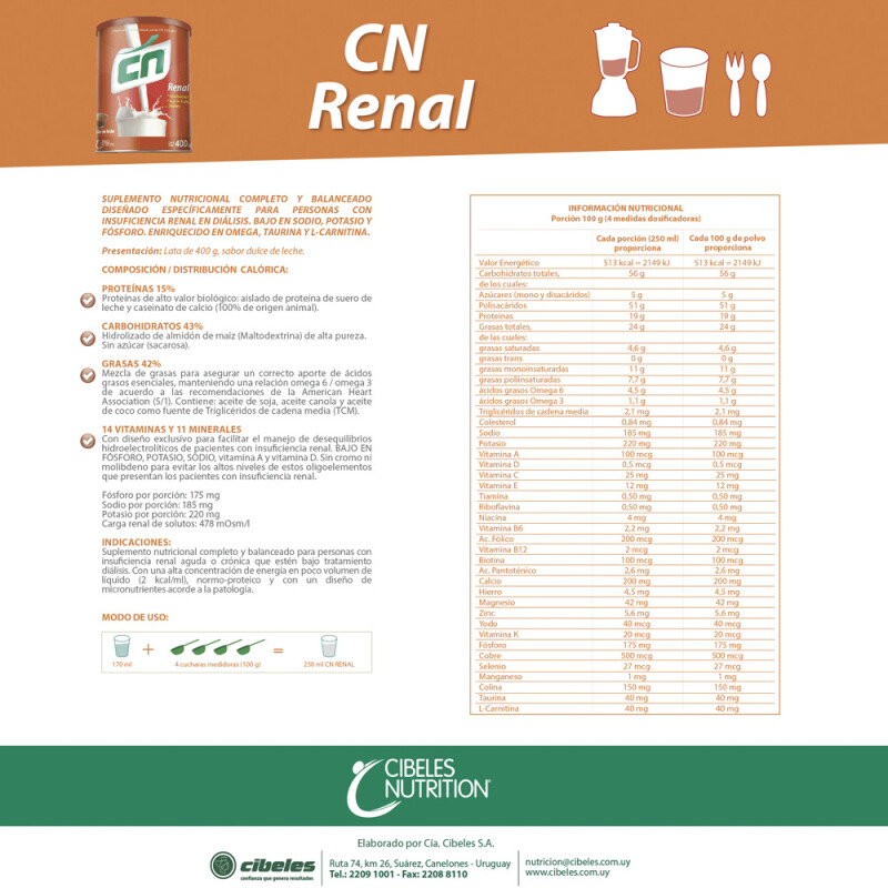Suplemento Cn Renal Dd Leche 400 Grs Suplemento Cn Renal Dd Leche 400 Grs