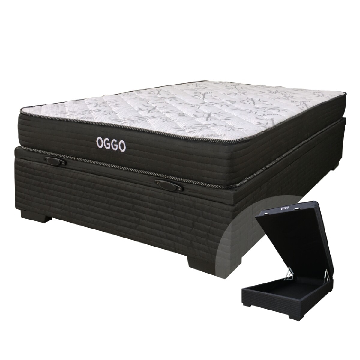 Sommier SUPER MEGA BOX BAÚL - 1 Plaza y Media - Espuma - Reversible - 110x188x16cm - 130 Kg 