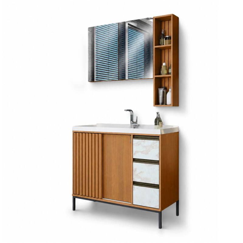 MUEBLE DE BAÑO MERSIAS CON BOTIQUIN 100CM COL FREIJO/ATENNA Mueble De Baño Mersias Con Botiquin 100cm Col Freijo/atenna