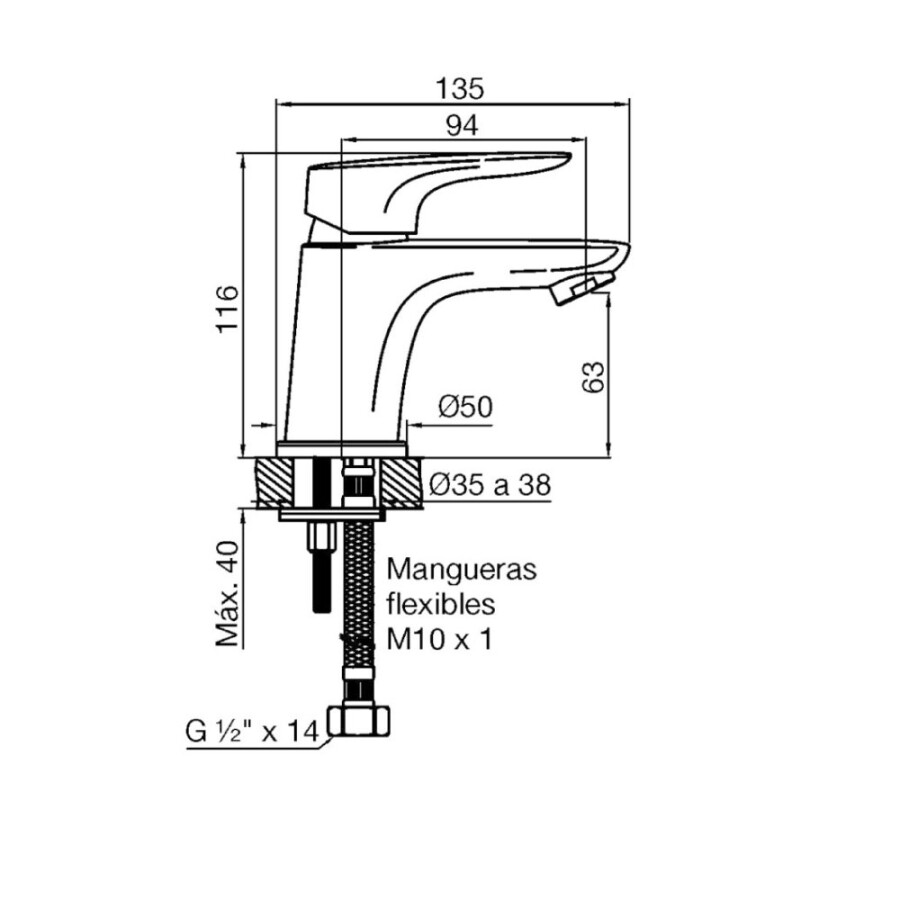 Grifería de Lavatorio Bajo Monocomando Cromado Jana Grifería de Lavatorio Bajo Monocomando Cromado Jana