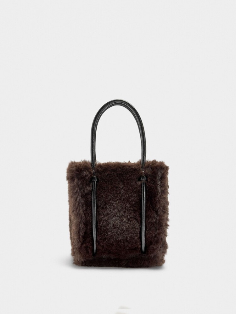 Bolso Tote Efecto Pelo marron