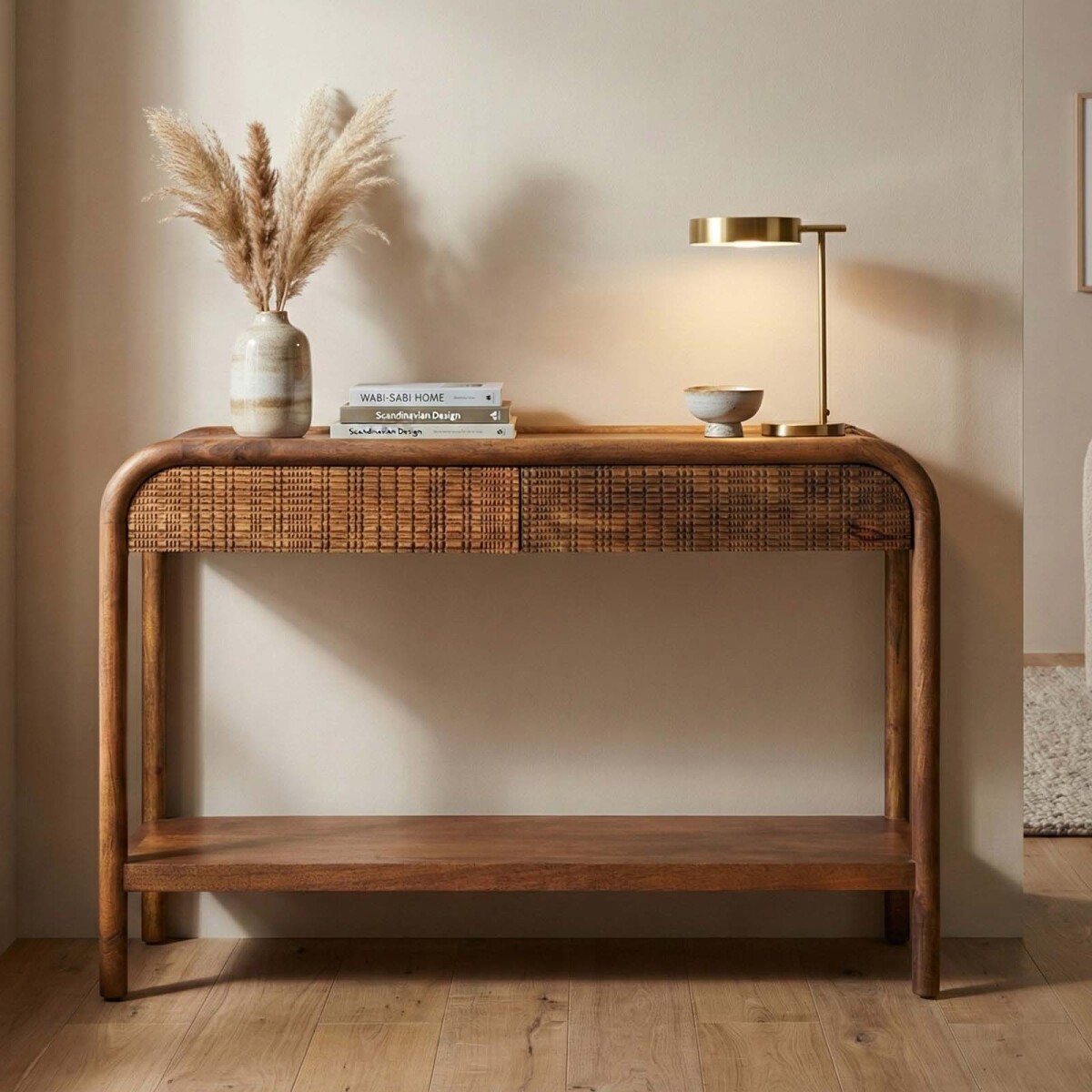 CONSOLA - MADERA-DE-MANGO MARRON BENTO WALNUT 