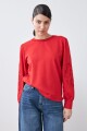 Sweatshirt con calados bordados rojo