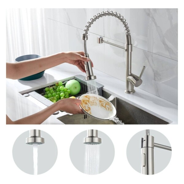Grifo Canilla Monocomando Flexible Extensible Cocina Mesa Color Variante Plateado