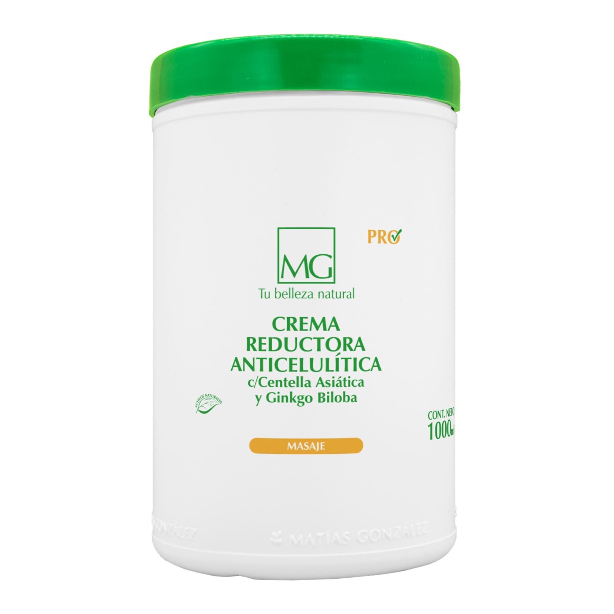 Crema Reductora Anticelulítica con Centella Asiática y Ginkgo Biloba (1000cc) 