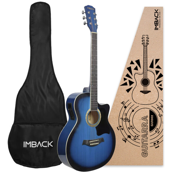 Guitarra Electroacústica para Diestros con Funda Color Azul gui002 Guitarra Electroacústica para Diestros con Funda Color Azul gui002