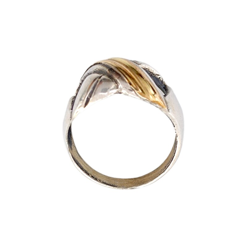 Anillo Cruzado-Plata y Oro-Sin Piedra-AN5100 sinpiedra