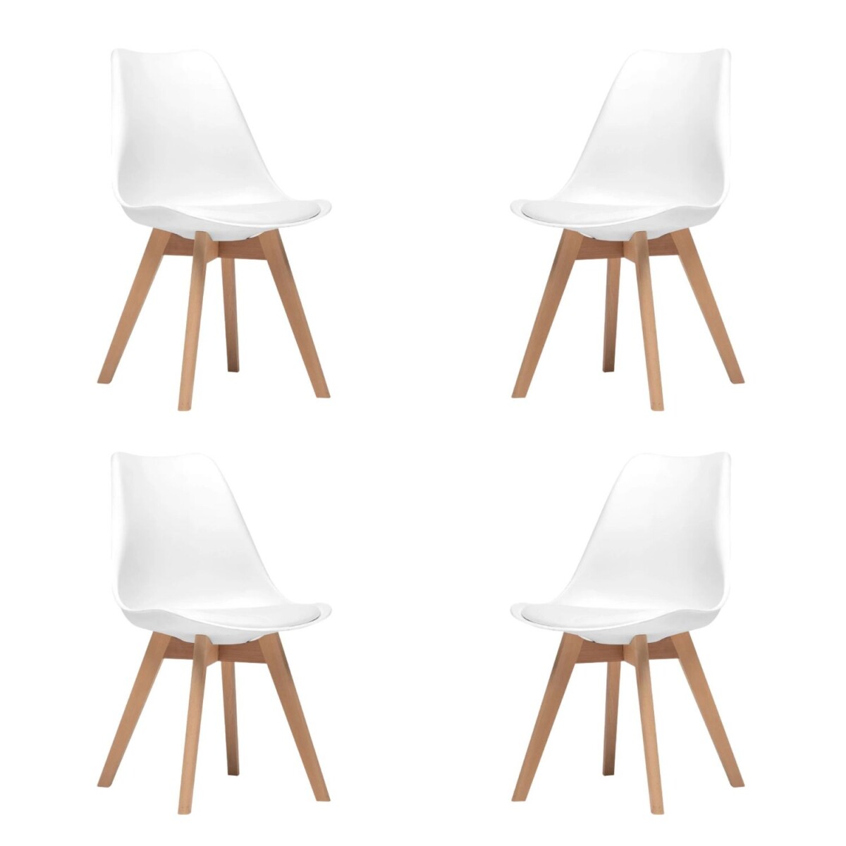Pack 4 Sillas Eames Lumax Acolchonadas Con Patas De Madera Para Comedor 