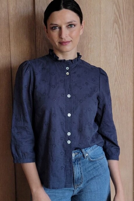 Camisa Carlotta 2.0 Broderie Azul