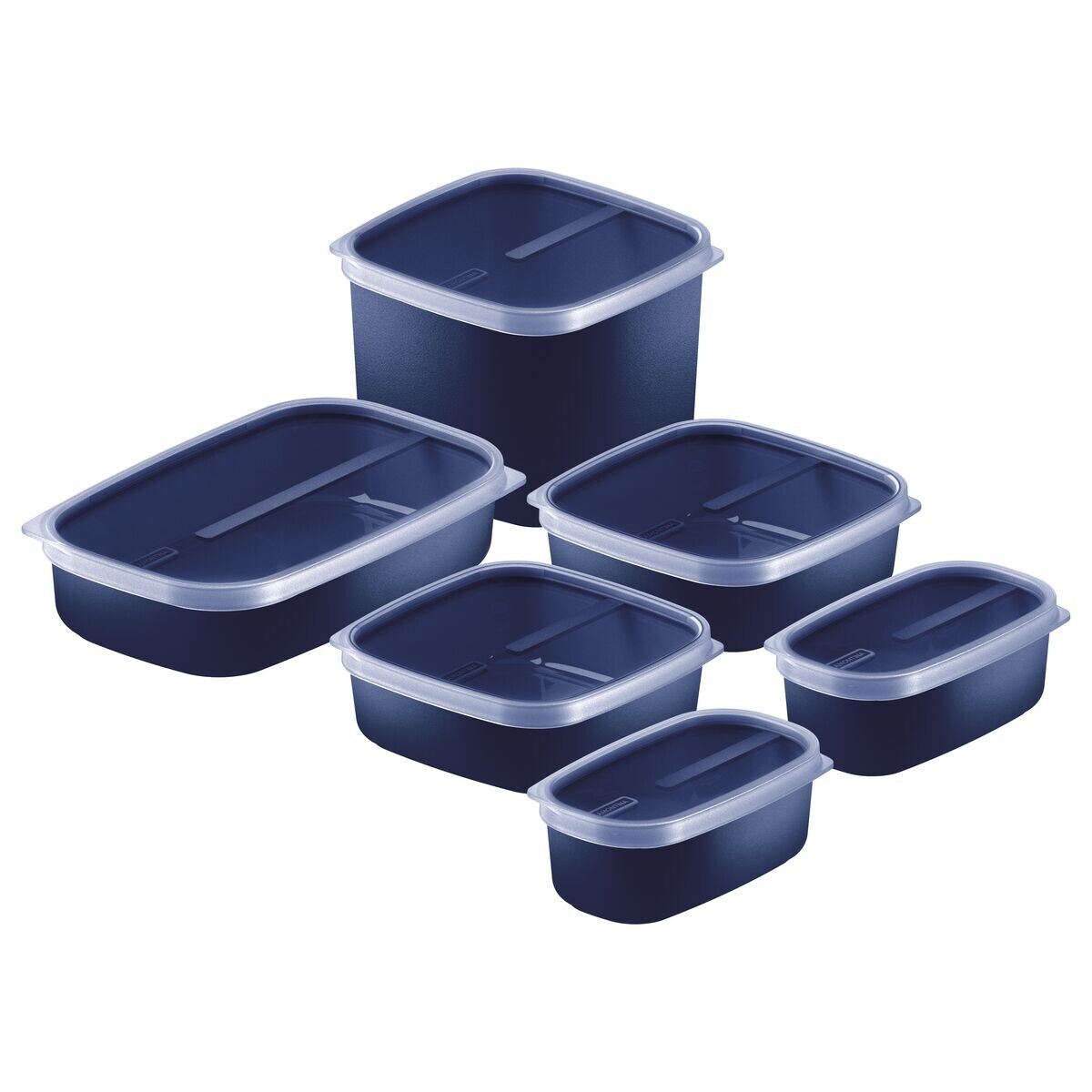 Juego de 6 recipientes Tramontina MixColor de polipropileno azul con tapa transparente 25499/114 