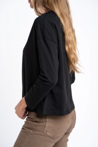 Remera Manga Larga Algodón Elastano Negro