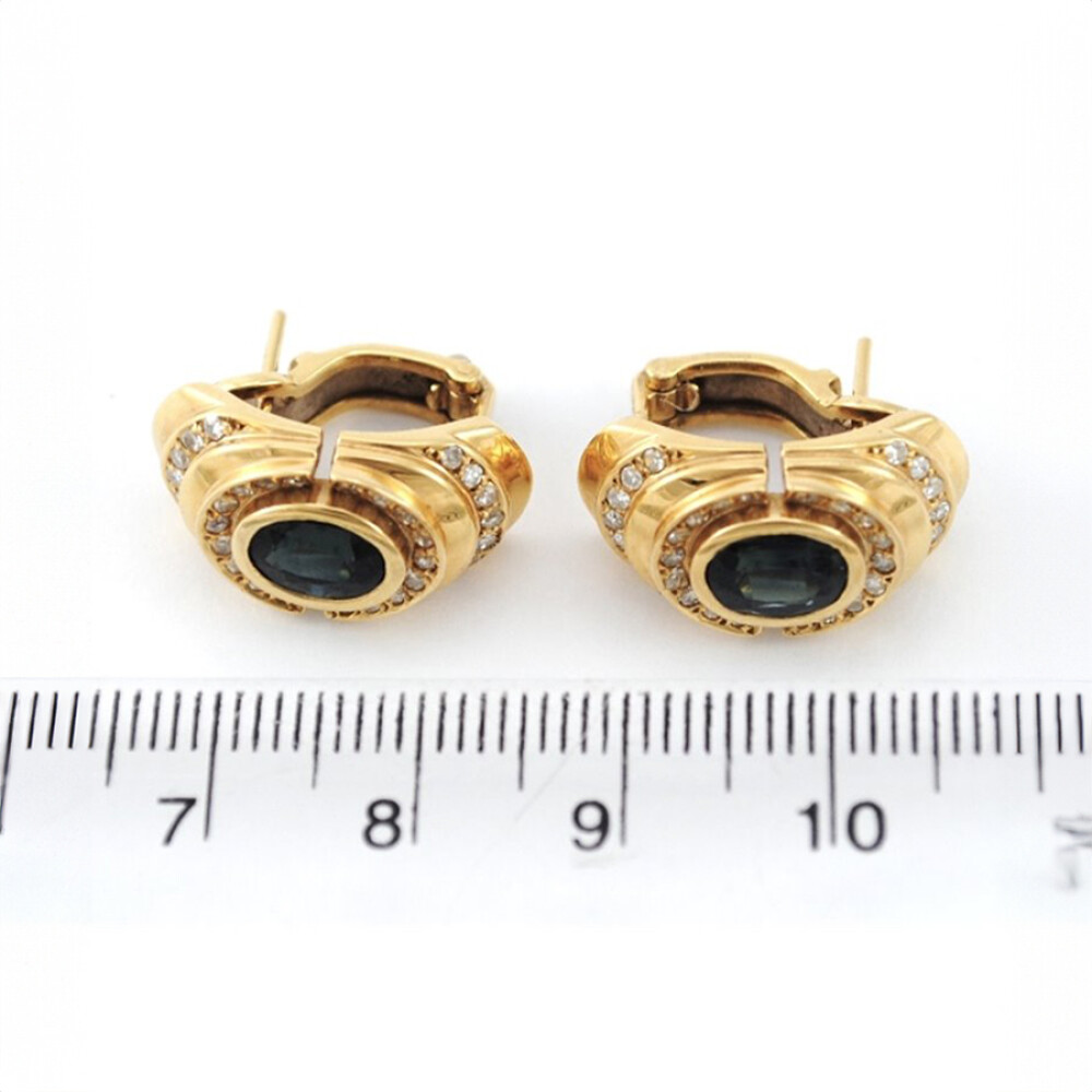 Caravanas Oro 18K Con Brillantes Y Zafiros Caravanas Oro 18K Con Brillantes Y Zafiros