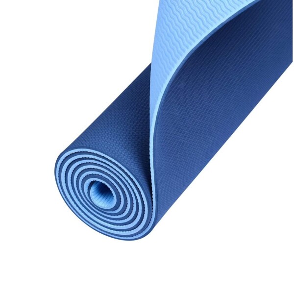 Colchoneta Mat Tpe 6 Mm Doble Color Azul Yoga Pilates con Correa Colchoneta Mat Tpe 6 Mm Doble Color Azul Yoga Pilates con Correa