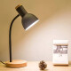 Lampara De Escritorio Portatil Nordica Con Madera Vintage Gris