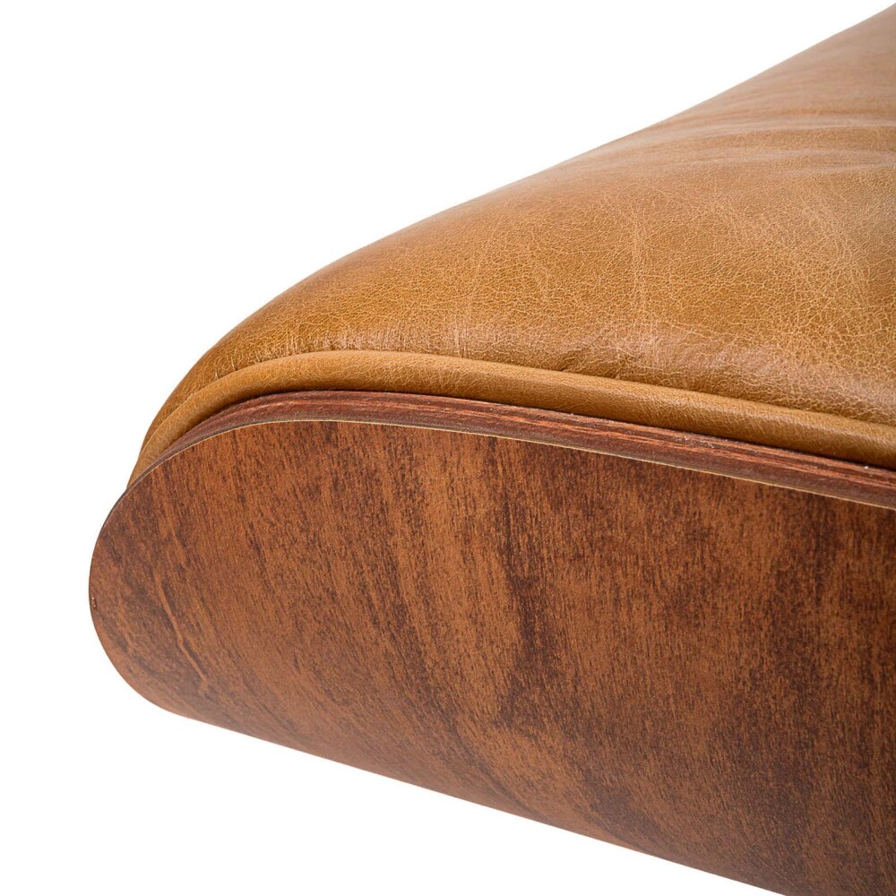 BUTACA C/PUFF 1 CUERPO CUERO-100-NATURAL MARRON EAMES CAMEL