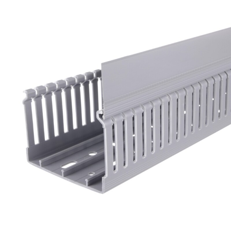 CABLECANAL 80X60MM GRIS RANURADO calado a gosto CABLECANAL 80X60MM GRIS RANURADO calado a gosto