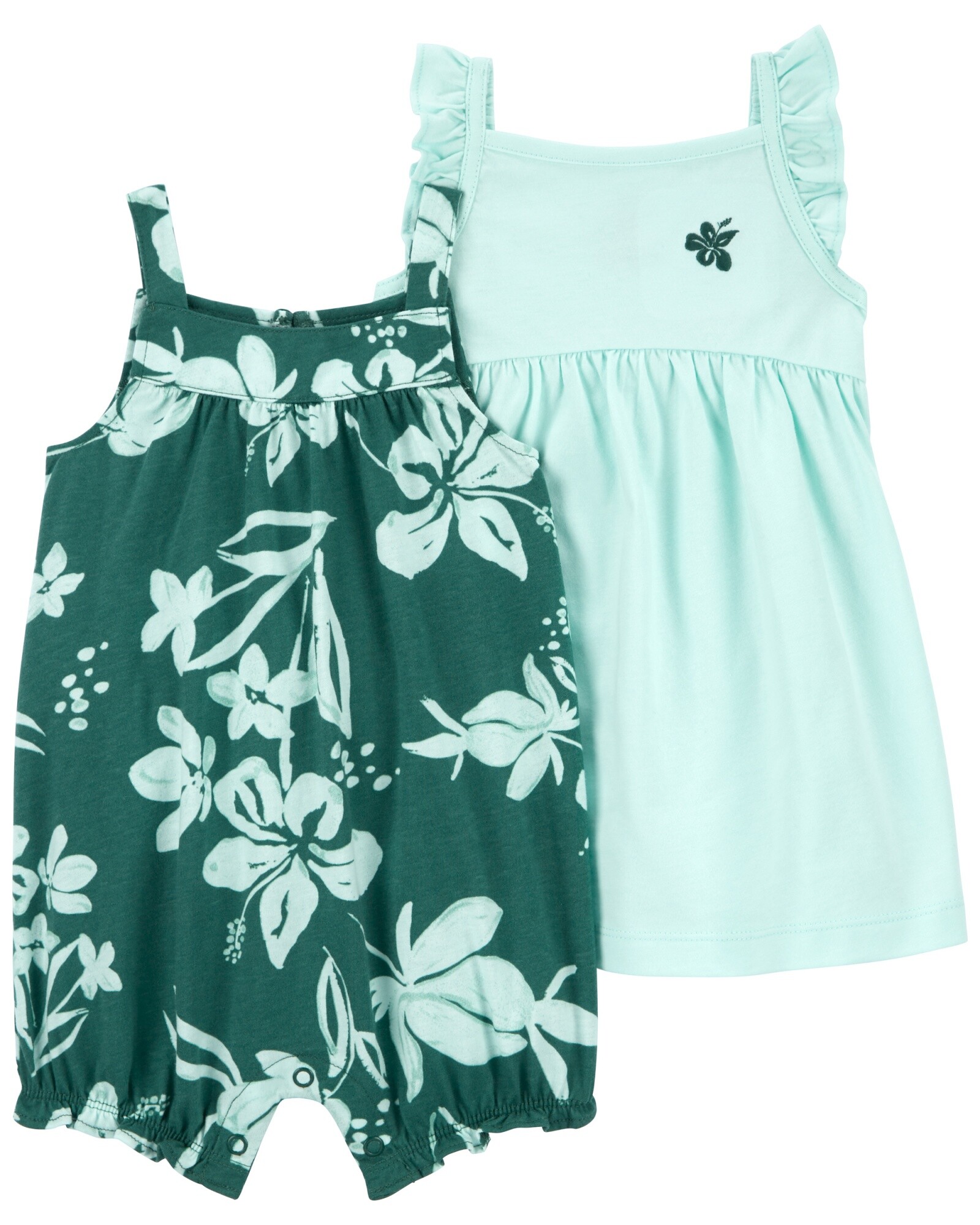 Set dos piezas de algodón, vestido y monito bombachudo Sin color