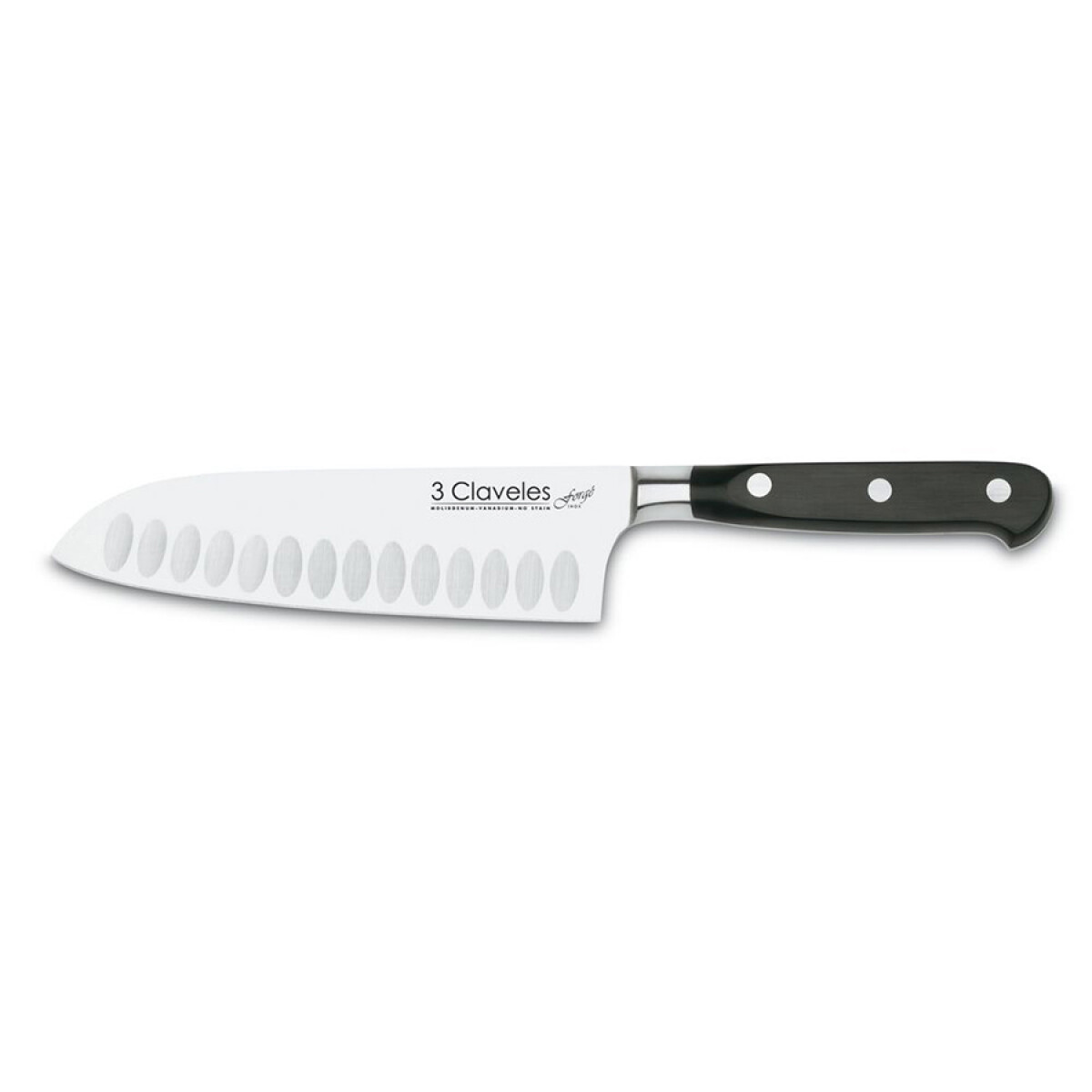 CUCHILLO SANTOKU 17CM MANGO NEGRO FORGE 3CLAVELES 