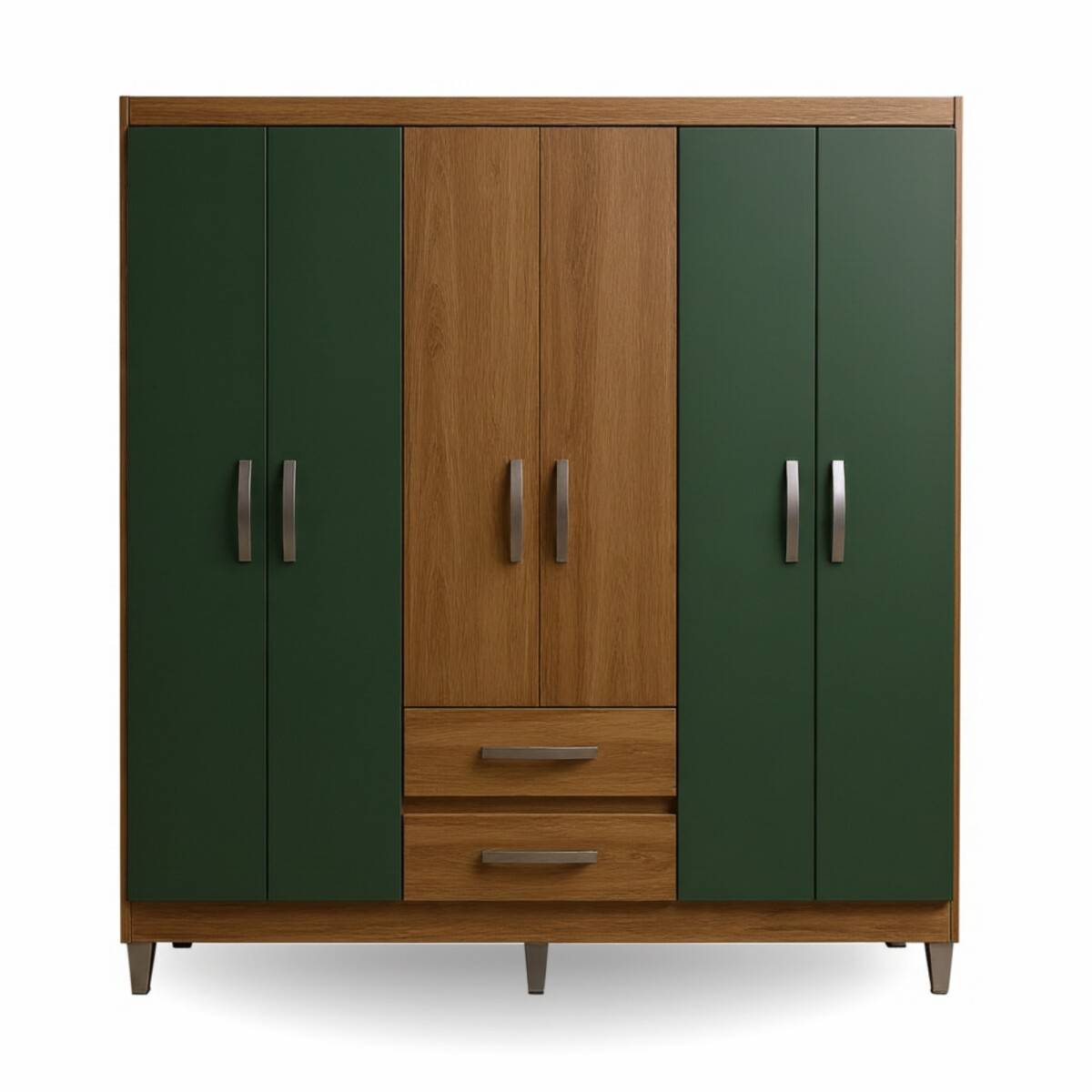 ROPERO 6 PUERTAS 2 CAJONES GUARDARROPA ARMARIO CLÓSET PLACARD - MADERA VERDE 