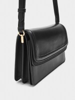 Bolso Bandolera Con Solapa Doble negro