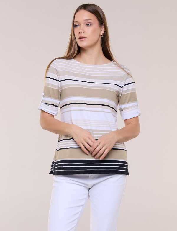 Remera Marinera De Algodon MULTI/BEIGE