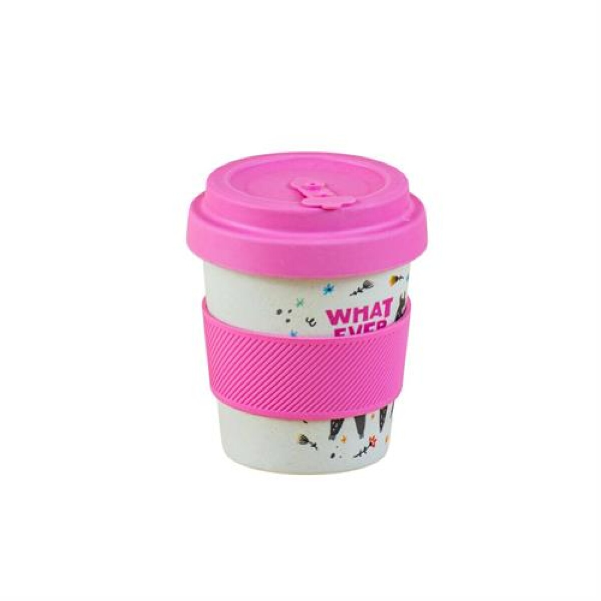 Vaso 350 ml con agarre de silicona - Rosado Con Llama 