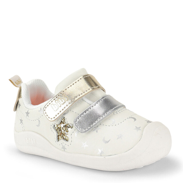 Championes de Niña Bibi Fisioflex C/Velcro Blanco - Dorado