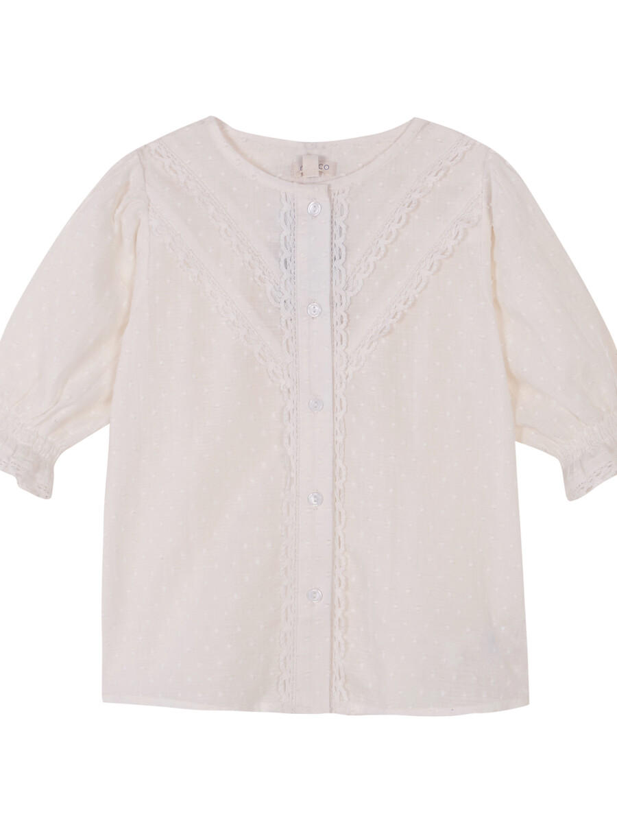 Blusa Con Tiras Bordadas Blanco