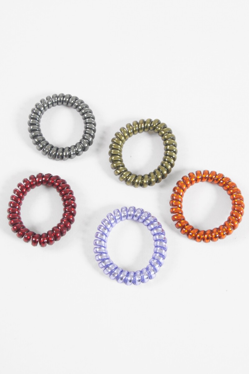 Set de 5 gomitas elastico shinny multicolor