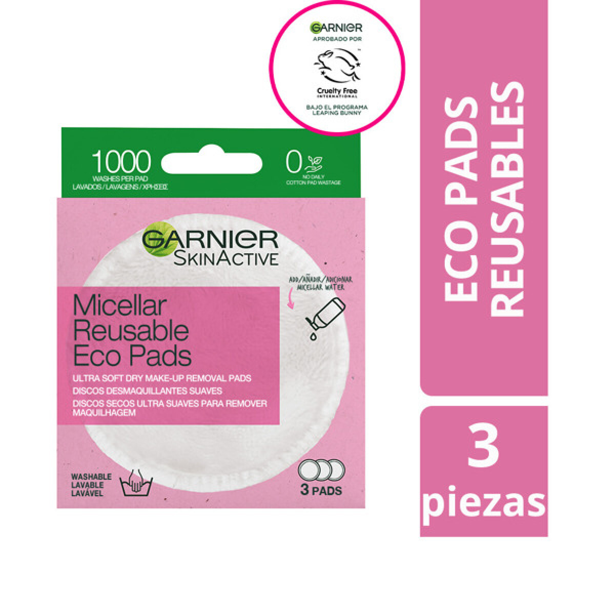 Garnier Skin Active Discos Desmaquillantes Eco 3 Unidades – Limpieza Rápida y Ecológica 