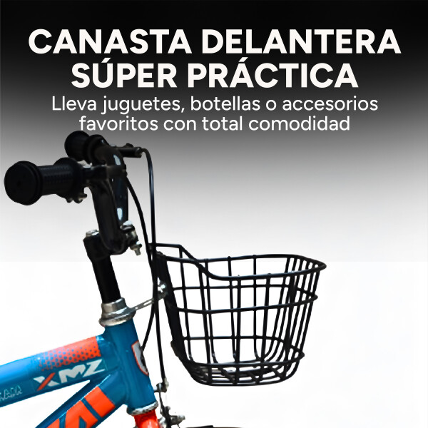 Bicicleta Infantil XMZ Rodado12 Canasto Parrilla Guardabarro Celeste 1