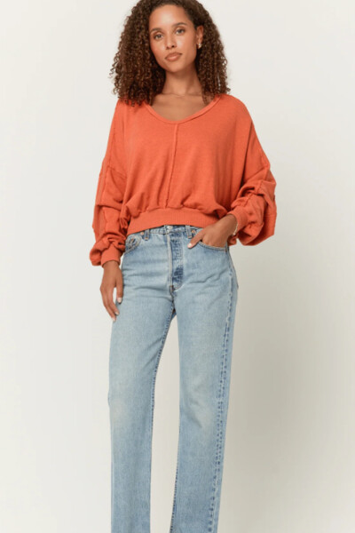 SWEATER PEBBLES SEAMED Naranja