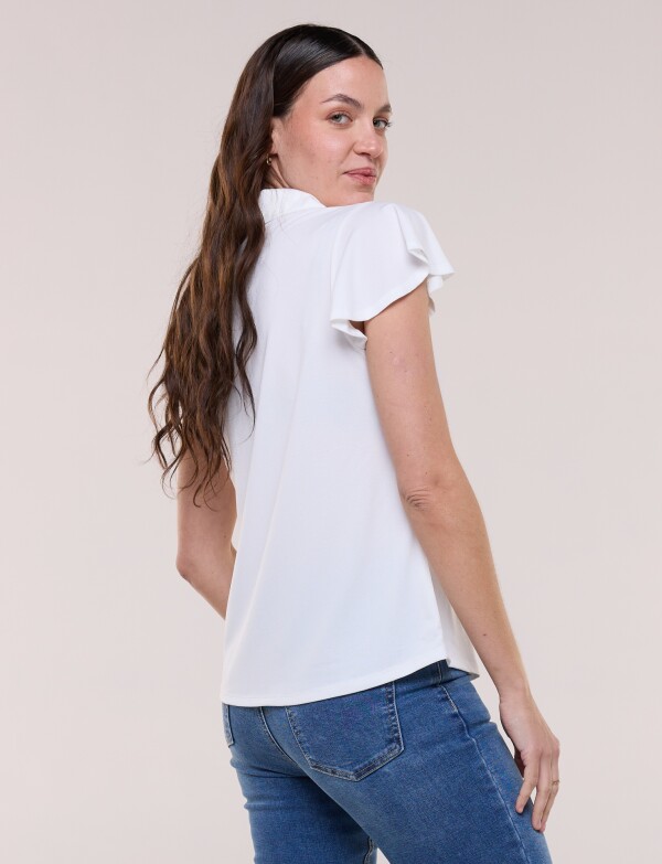 Camisa Manga Corta Con Volados CRUDO