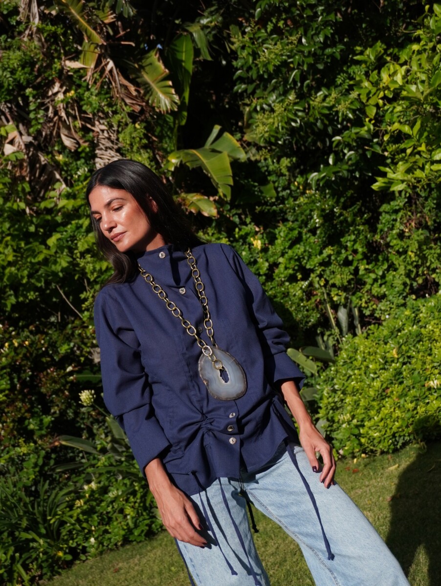 Nácar Shirt Lino - Azul Marino 