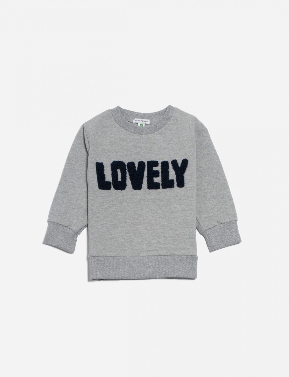 Sweatshirt con logo plush aplicado - GRIS MELANGE 