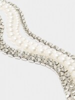 Multicollar Con Perlas Y Cristales blanco