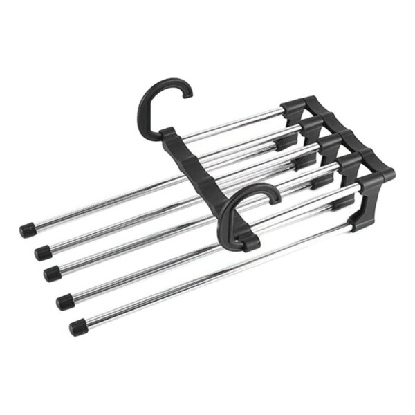 Percha Plegable Organizador De Pantalones 5 En 1 Colgador Color Variante Negro