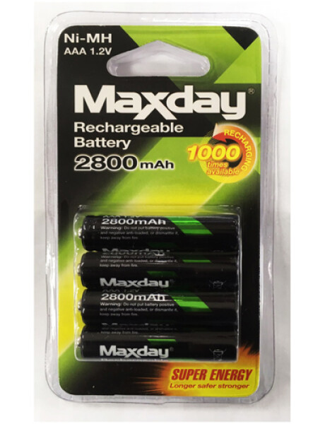 Pilas Maxday recargables 2800mAh x 4 ud Pilas Maxday recargables 2800mAh x 4 ud