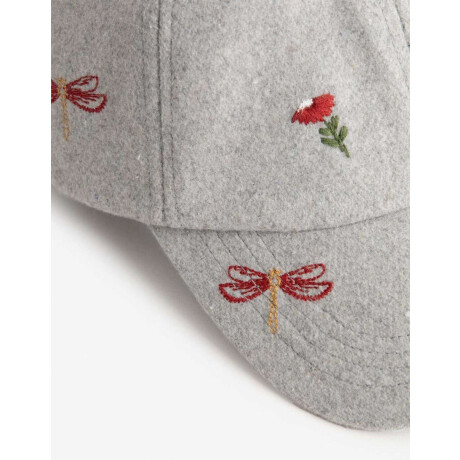 Gorra Paño Bordada Gris Melange