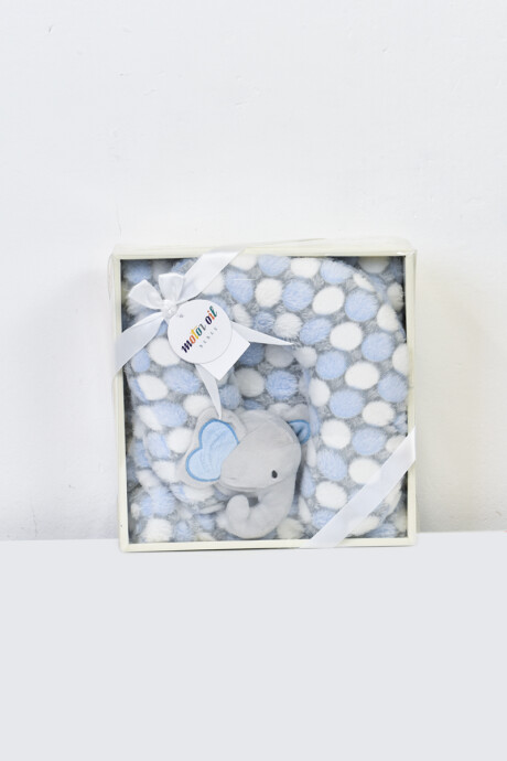 Manta con almohadilla para bebé Elefante Celeste
