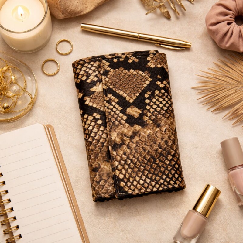 Monedero de cuero mediano Bora