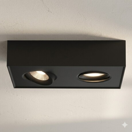 Aplique spot led rectangular chato 16w móvil Dimerizable 2700K NEGRO