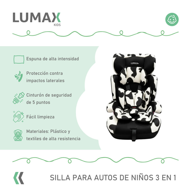 Silla para Auto Booster 3 en 1 Next Generation Lumax Kids Blanco/Negro